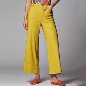 NWT Anthropologie Maeve The Colette Linen Blend Crop Wide-Leg Pants